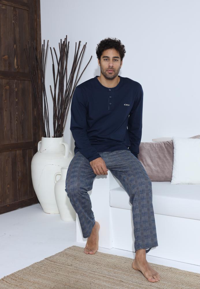 Pijama Barbati ,Maneca si Pantaloni Lungi,Culoare Bleumarin,Engros